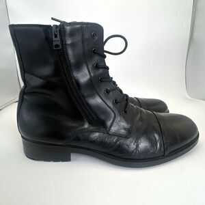 Kenneth Cole Reaction Combat Boots Men’s Sz 13 M Black Leather Ankle Double Zip